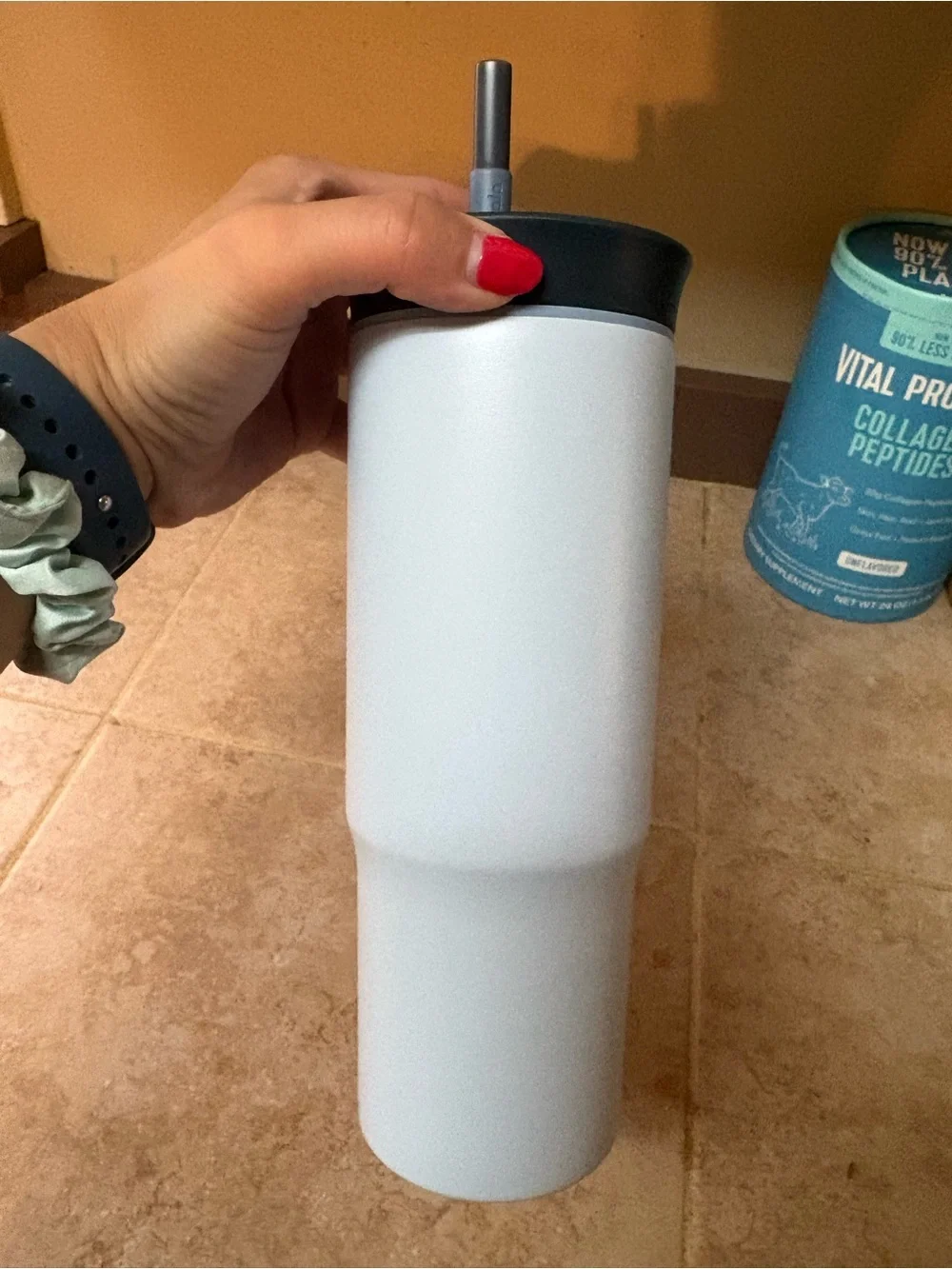 White Insulated Tumbler with Straw